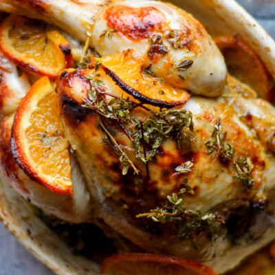 Zeeuwse hele kip met sinaasappel en tijm