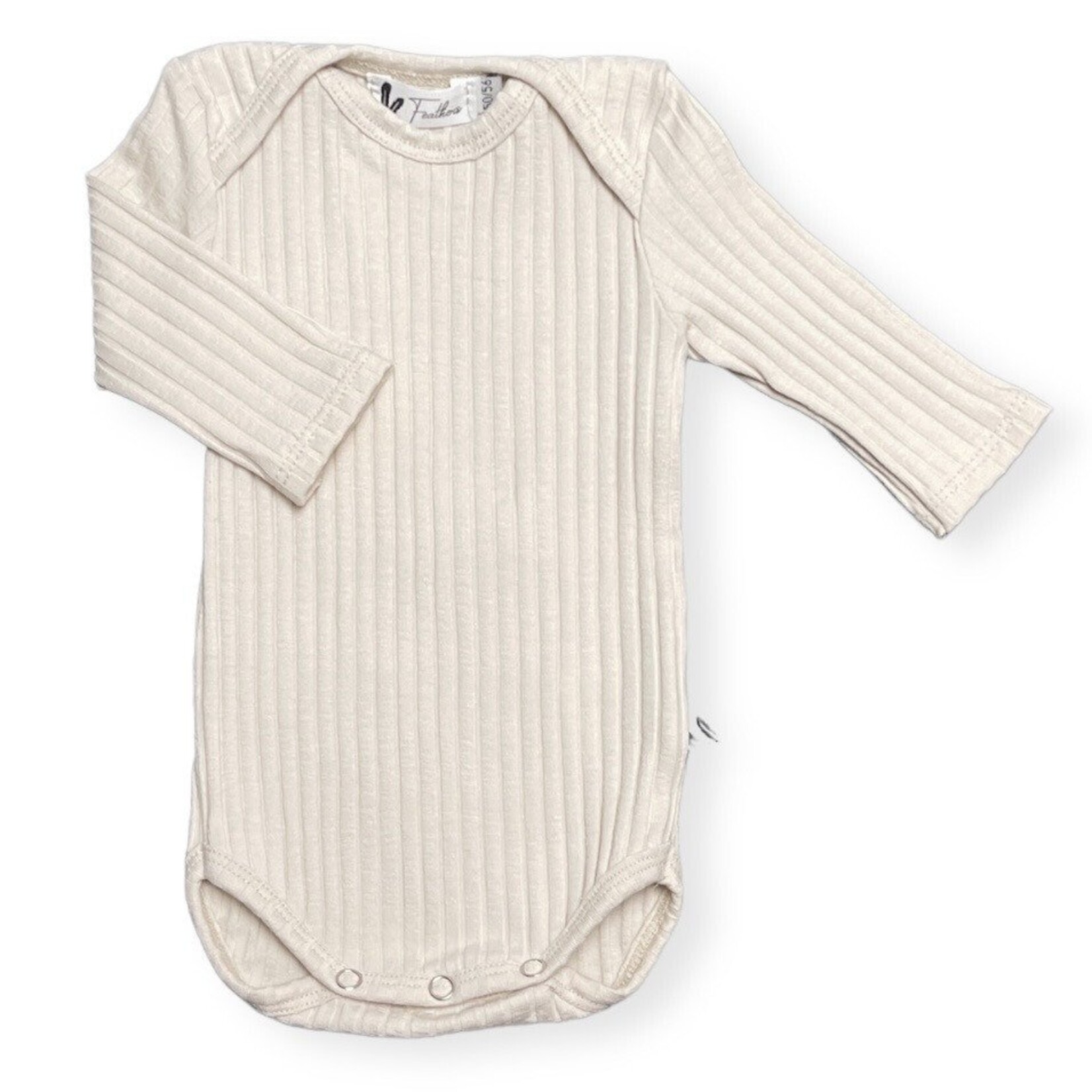 Feathers® Rompertje lange mouw wide rib jersey - Natural Beige