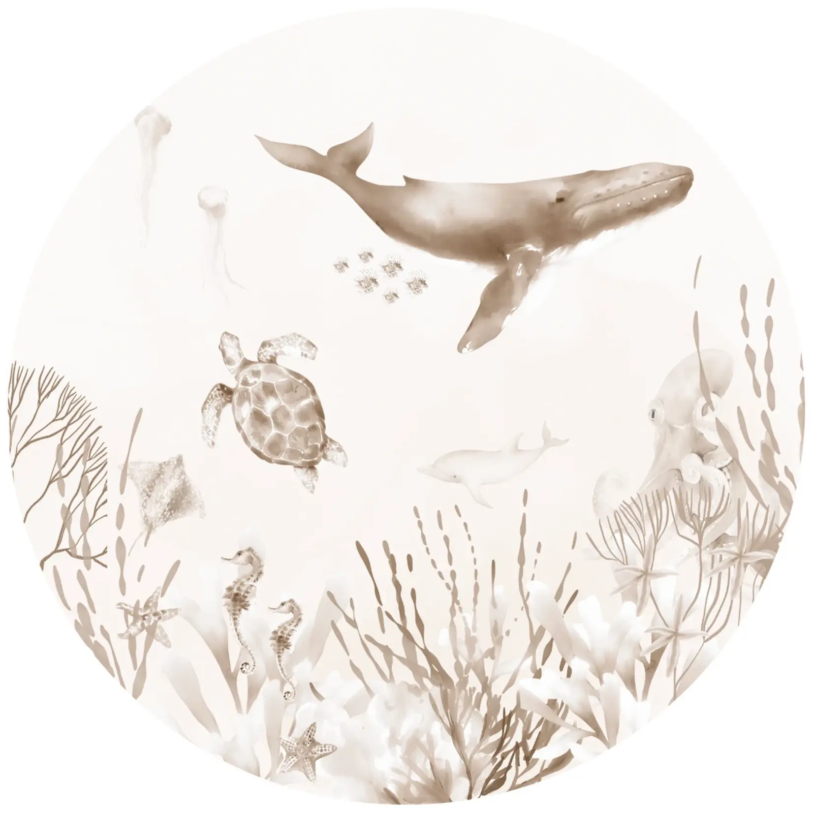 ELLIE Studio vaste behangcirkel met onderwaterwereld thema | Sepia