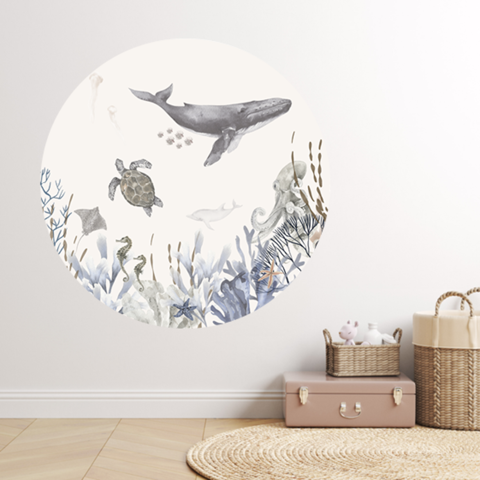 ELLIE Studio Zelfklevende behangcirkel met onderwaterwereld thema | Kleur
