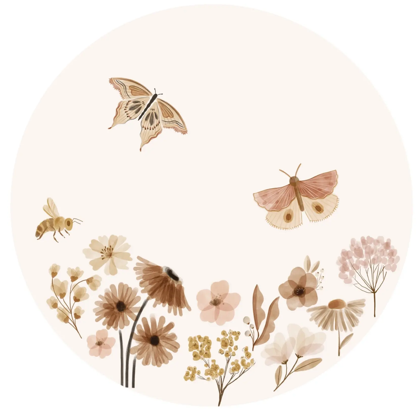 ELLIE Studio vaste behangcirkel Vintage Garden | bloemen en vlinders