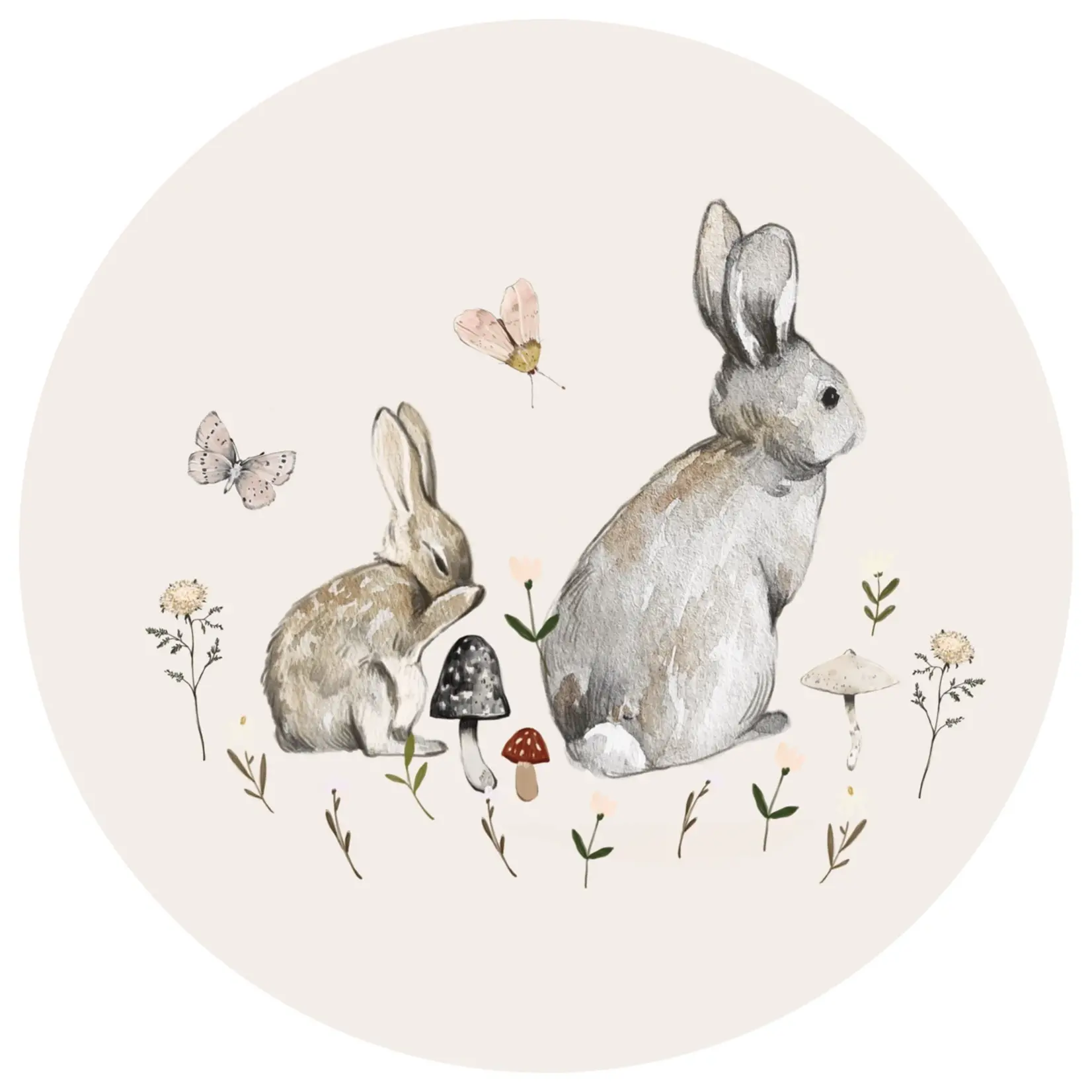 ELLIE Studio Zelfklevende behangcirkel met konijntjes