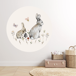 ELLIE Studio Zelfklevende behangcirkel met konijntjes