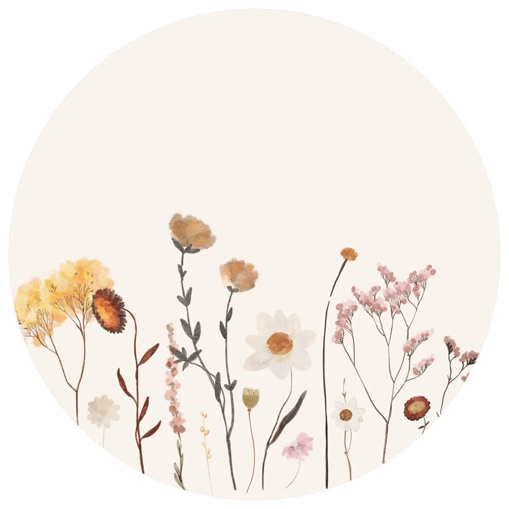 ELLIE Studio Zelfklevende behangcirkel wilde bloemen | Bruin Copy