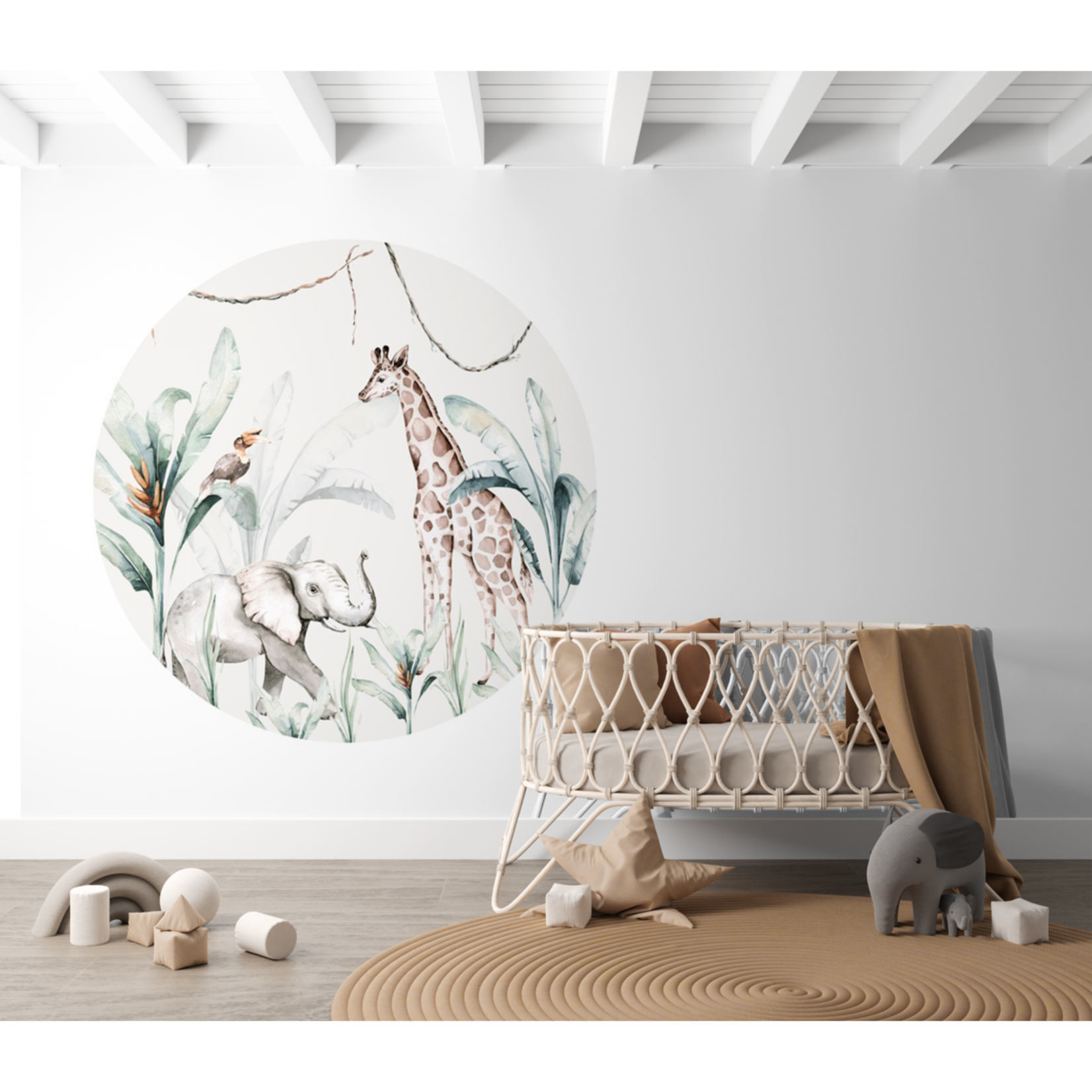 ELLIE Studio Zelfklevende behangcirkel met safari thema
