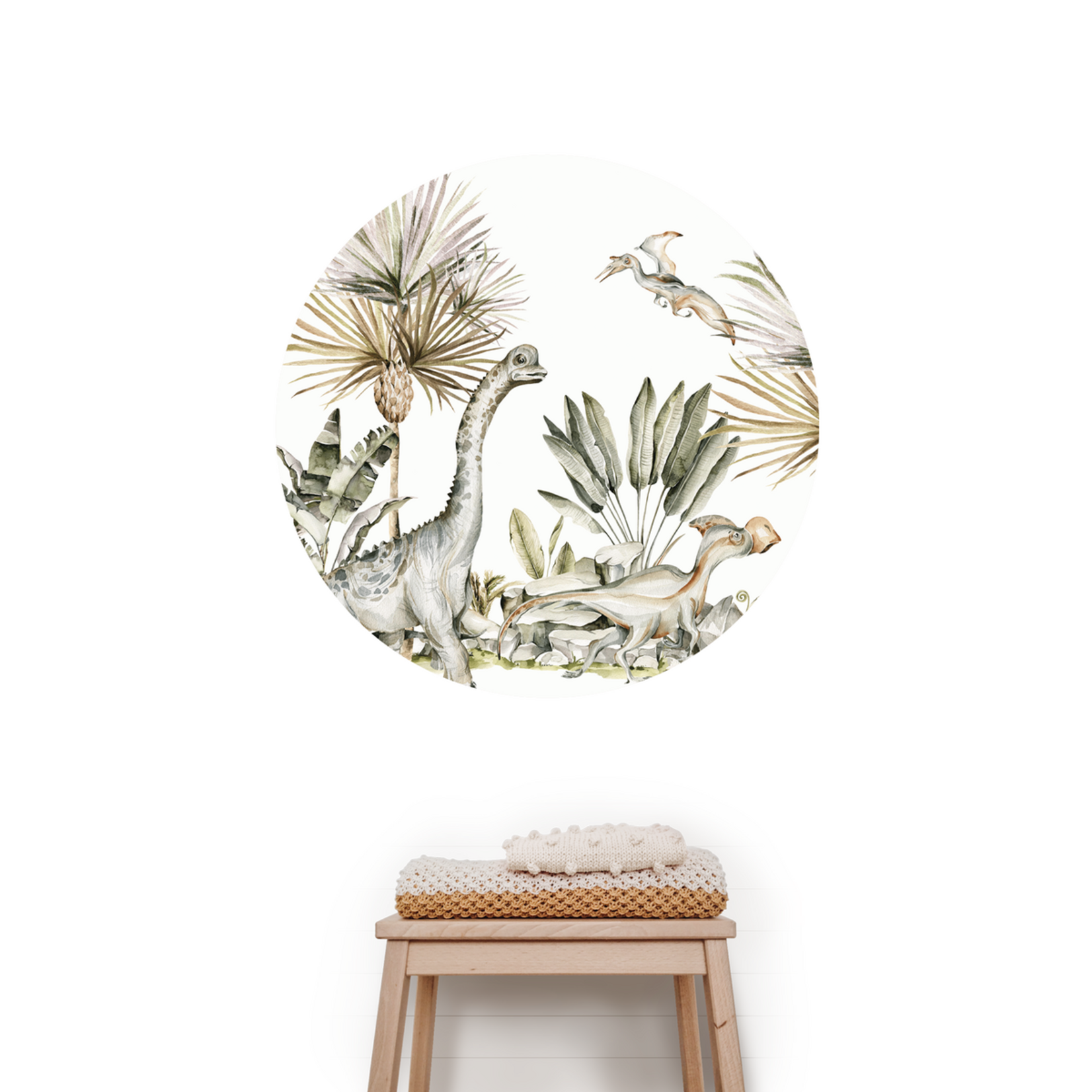 ELLIE Studio Zelfklevende behangcirkel Dinosaurus | Kleur