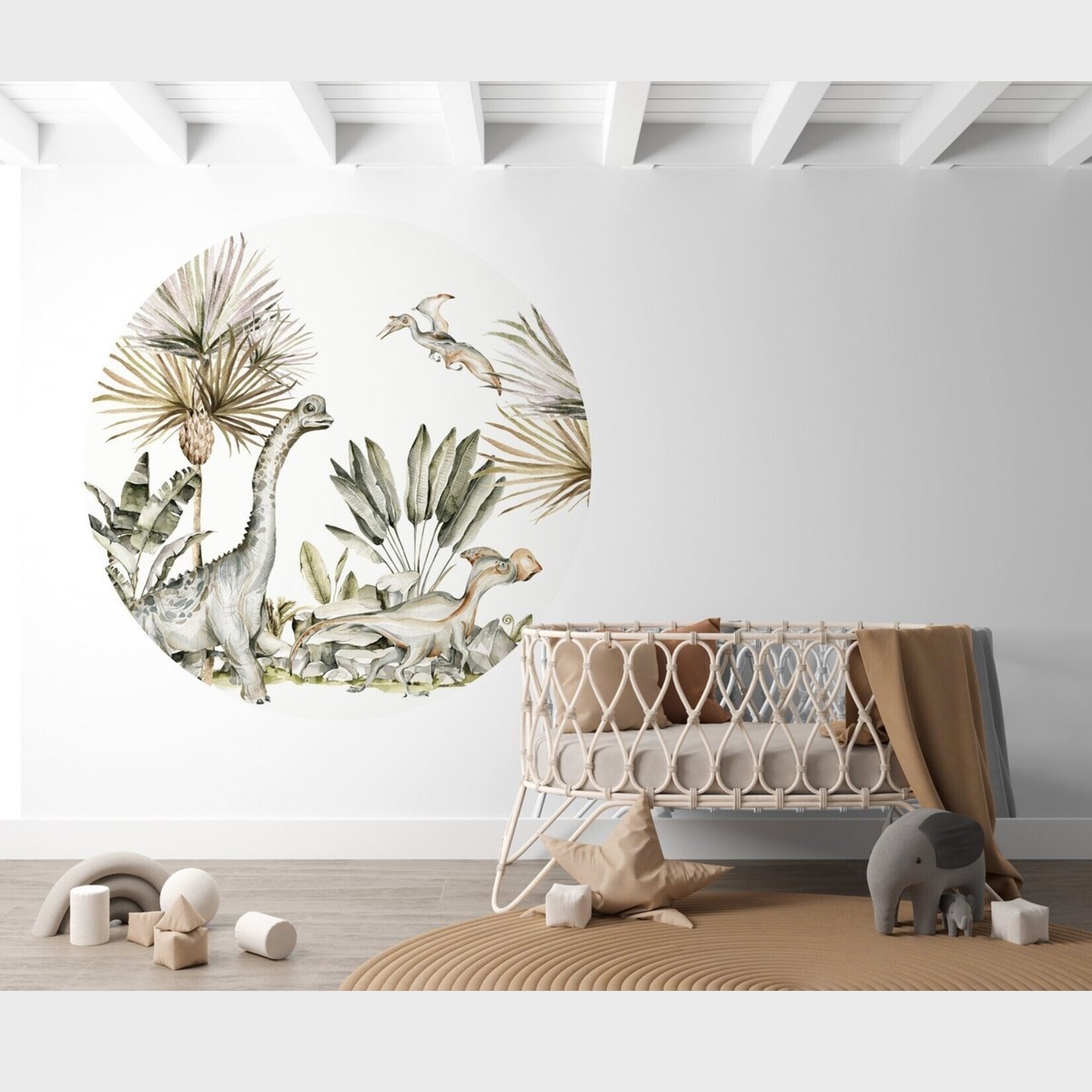 ELLIE Studio Zelfklevende behangcirkel Dinosaurus | Kleur