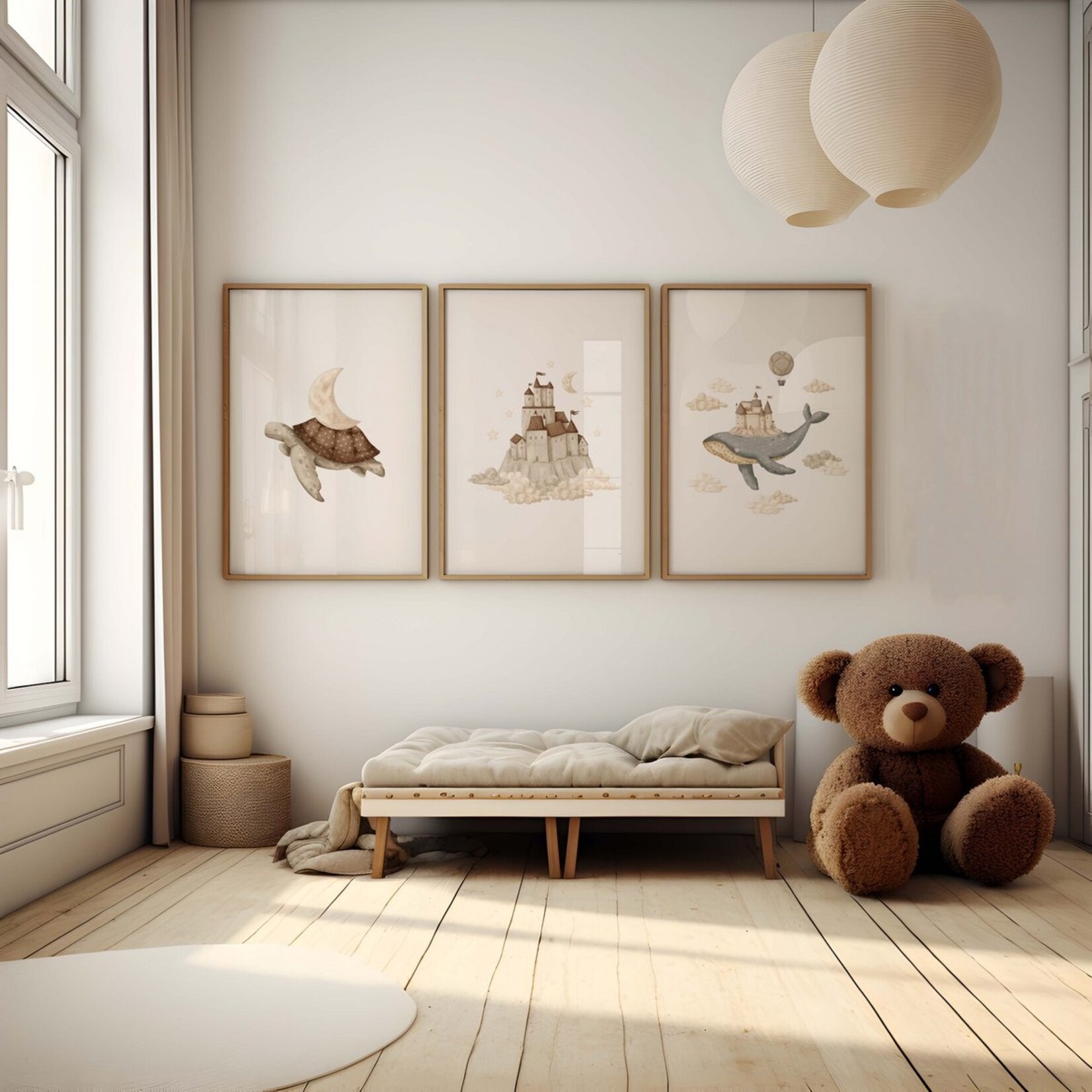 Set van 3 posters - Kastelen en Zeedieren set #3 | Memories of dreams - Kinderkamer poster - Babykamer poster - Wanddecoratie