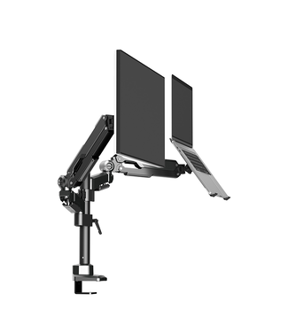 DQ Wall-Support Pardo Brazo para monitor y soporte para portátil en poste Negro