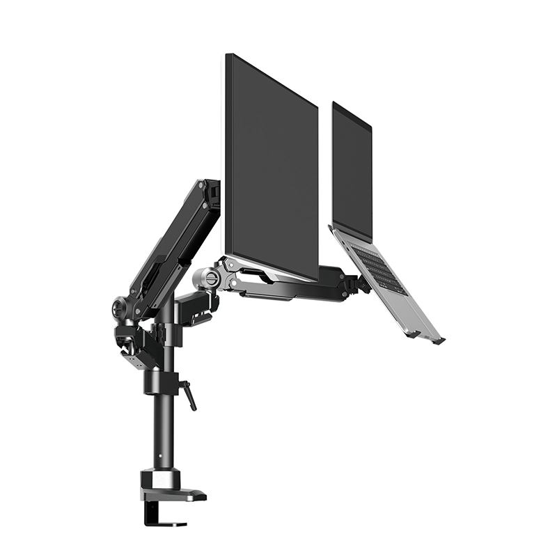 DQ Wall-Support Pardo Brazo para monitor y soporte para portátil en poste  Negro 