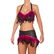 Bizonder Asymetrische Rok met Veren Zwart/Fuchsia Bizonder Asymetrische Rok met Veren Zwart/Fuchsia
