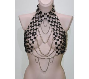 Bizonder Leren Ringen Top zwart Ketting06 Bizonder Leren Ringen Top zwart Ketting06