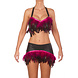 Bizonder Asymetrische Rok met Veren Zwart/Fuchsia Bizonder Asymetrische Rok met Veren Zwart/Fuchsia