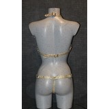 Bizonder Leren String met Veren Goud Bizonder Leren String met Veren Goud