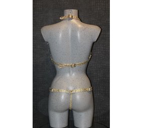 Bizonder Leren String met Veren Goud Bizonder Leren String met Veren Goud