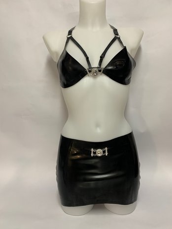 Lovely Latex by Brigitte More Korte Latex Rok met Bling