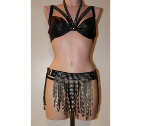 Bizonder Rok met losse strassbanden Zwart R196 Bizonder Rok met losse strassbanden Zwart R196