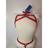 Bizonder Harnas Rood met Witte Veren Bizonder Harnas Rood met Witte Veren