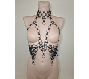 Bizonder Hals Borst Sieraad met punten Lakleer Bizonder Hals Borst Sieraad met punten Lakleer