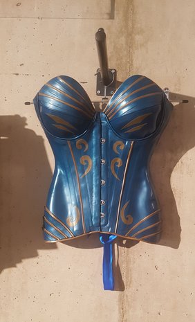 Lovely Latex by Brigitte More Corset Blauw Metallic
