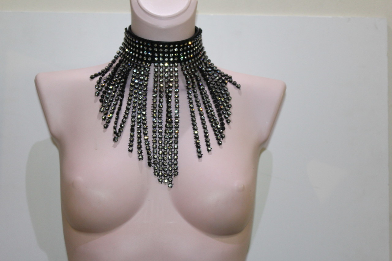 Bizonder Hals ketting Strass Zwart