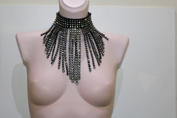 Bizonder Hals ketting Strass Zwart