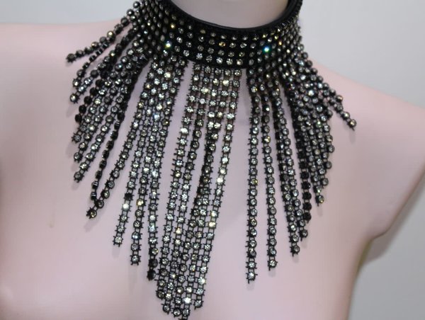 Bizonder Hals ketting Strass Zwart