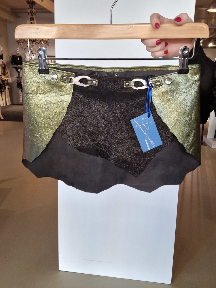 Bizonder Leren Jane Rok Groen Zwart