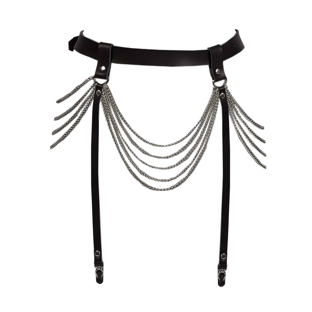 VoyeurX Leren jarretel met kettingen Fascinate