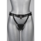 VoyeurX Leren String Lock Zwart