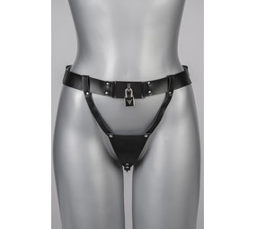 VoyeurX Leren String Lock Zwart