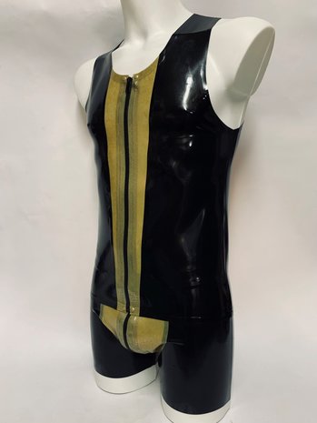 Lovely Latex by Brigitte More Latex Short Zwart Goud Glitter