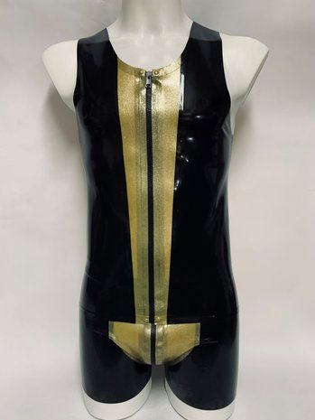 Lovely Latex by Brigitte More Latex Short Zwart Goud Glitter