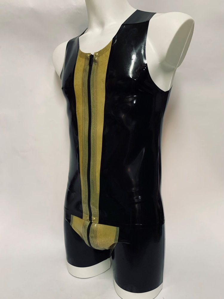 Lovely Latex by Brigitte More Latex Tanktop Zwart Goud Glitter Lovely Latex by Brigitte More Latex Tanktop Zwart Goud Glitter