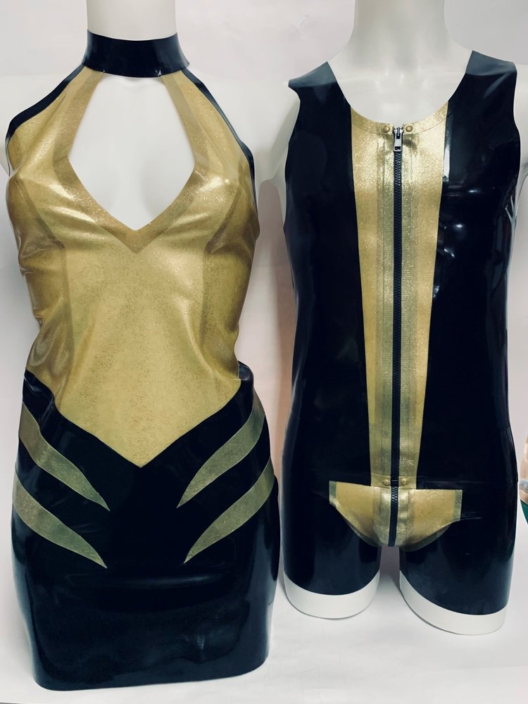 Lovely Latex by Brigitte More Latex Tanktop Zwart Goud Glitter Lovely Latex by Brigitte More Latex Tanktop Zwart Goud Glitter