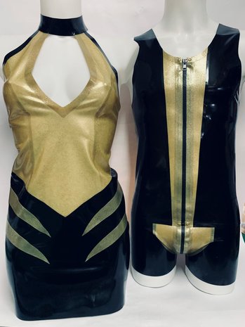 Lovely Latex by Brigitte More Latex Tanktop Zwart Goud Glitter Lovely Latex by Brigitte More Latex Tanktop Zwart Goud Glitter