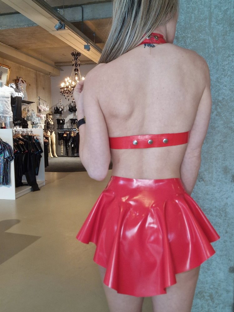 Luxxury Latex Latex Mini Fladderrok Rood