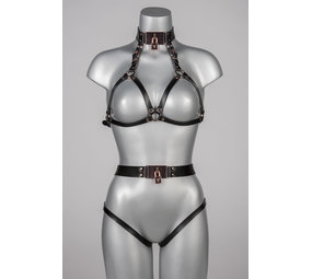 VoyeurX Leren Ouvert Slip Lock Rose Goud