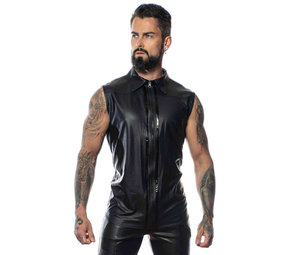 Patrice Catanzaro PU Leren Vest met rits Patrice Catanzaro PU Leren Vest met rits