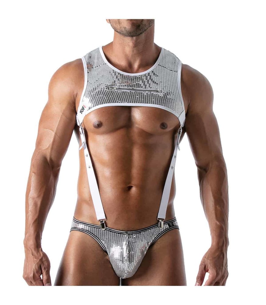 TOF Paris Glitter Harnas Wit Zilver