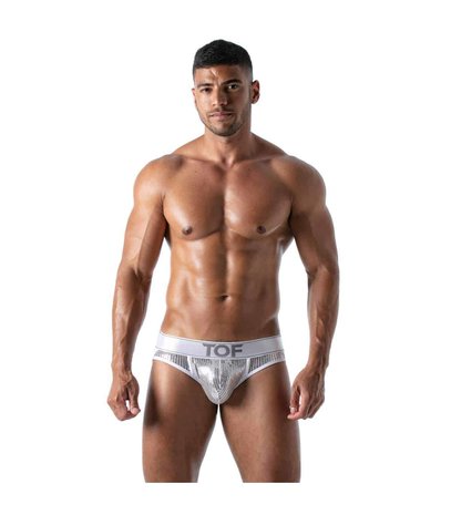TOF Paris Glitter Jockstrap Wit Zilver