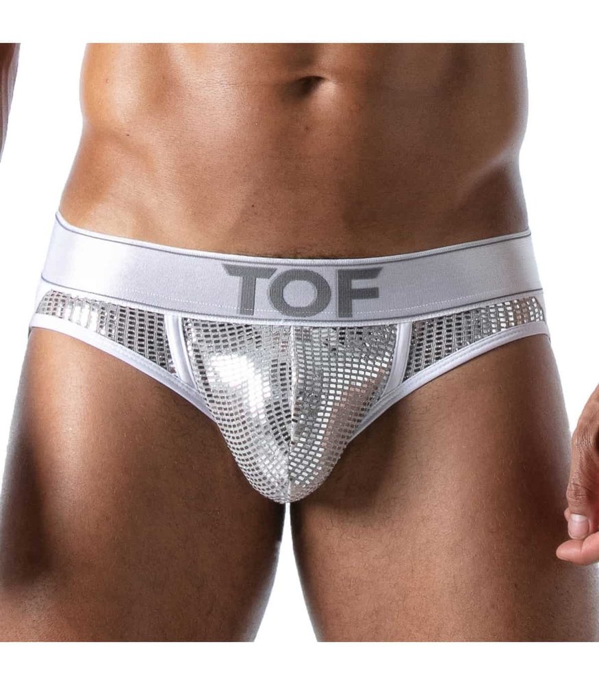 TOF Paris Glitter Jockstrap Wit Zilver