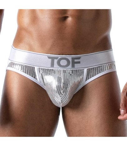 TOF Paris Glitter Jockstrap Wit Zilver