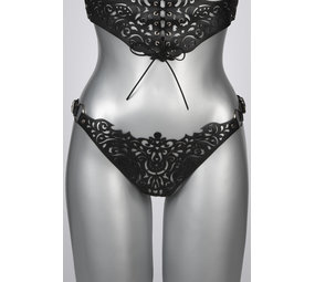 VoyeurX Ouvert Slip Lucy Laser Cut Leer