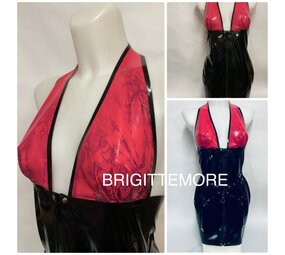Lovely Latex by Brigitte More Halter Jurk met Roze Design Latex - L Lovely Latex by Brigitte More Halter Jurk met Roze Design Latex - L