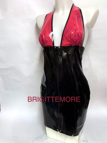 Lovely Latex by Brigitte More Halter Jurk met Roze Design Latex - L