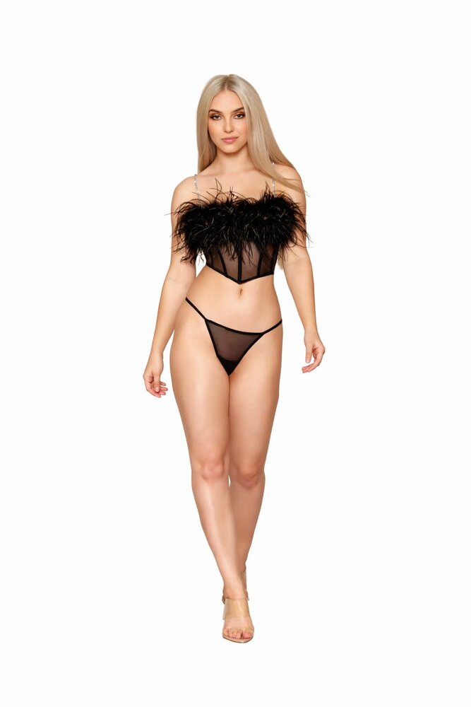 Dreamgirl Mesh Bustier met Afneembare Veren