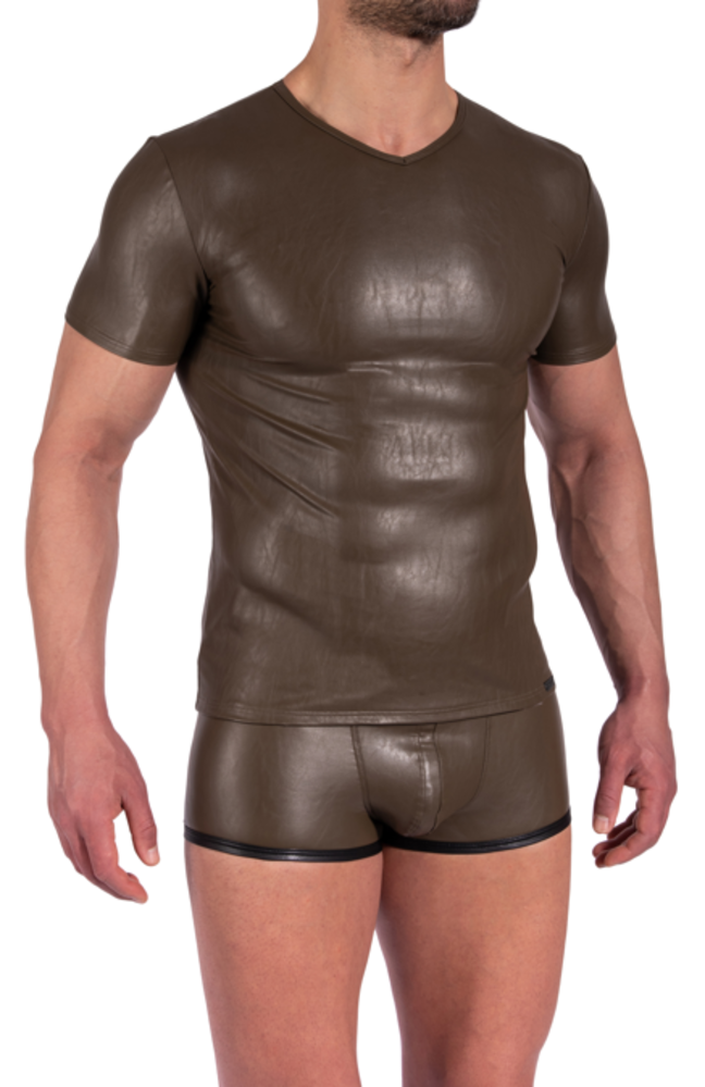 Manstore T-Shirt Imitatie Leer M2370