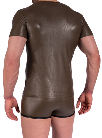 Manstore T-Shirt Imitatie Leer M2370