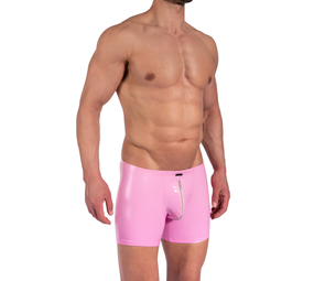Manstore Lak Boxershort met Rits Roze M2373